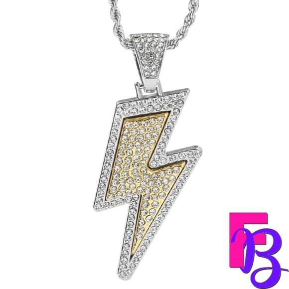 *NEW!* 14K Micropave Lighning Bolt Pendant & Chain - Picture 4 of 10
